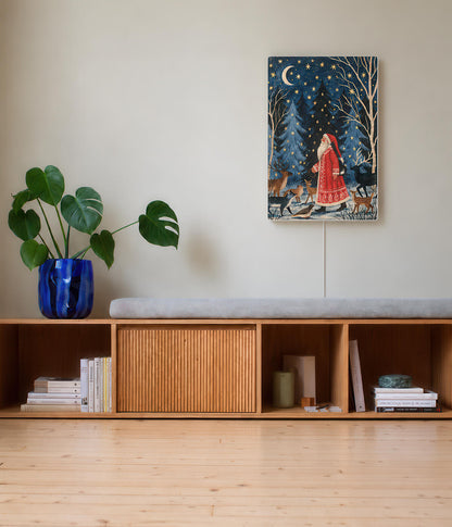 Eldora cover for Ikea Synfonisk frame speaker displayed in a contemporary beige interior 