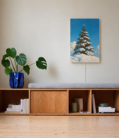 Halcyon cover for Ikea Synfonisk frame speaker displayed in a contemporary beige interior 